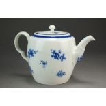 A Caughley teapot and cover painted in the Salopian Sprigs pattern, circa 1785, unmarked, 15.