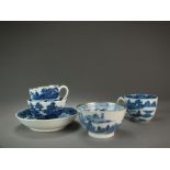 A Caughley teacup transfer-printed in the Temple pattern, unmarked, 7.