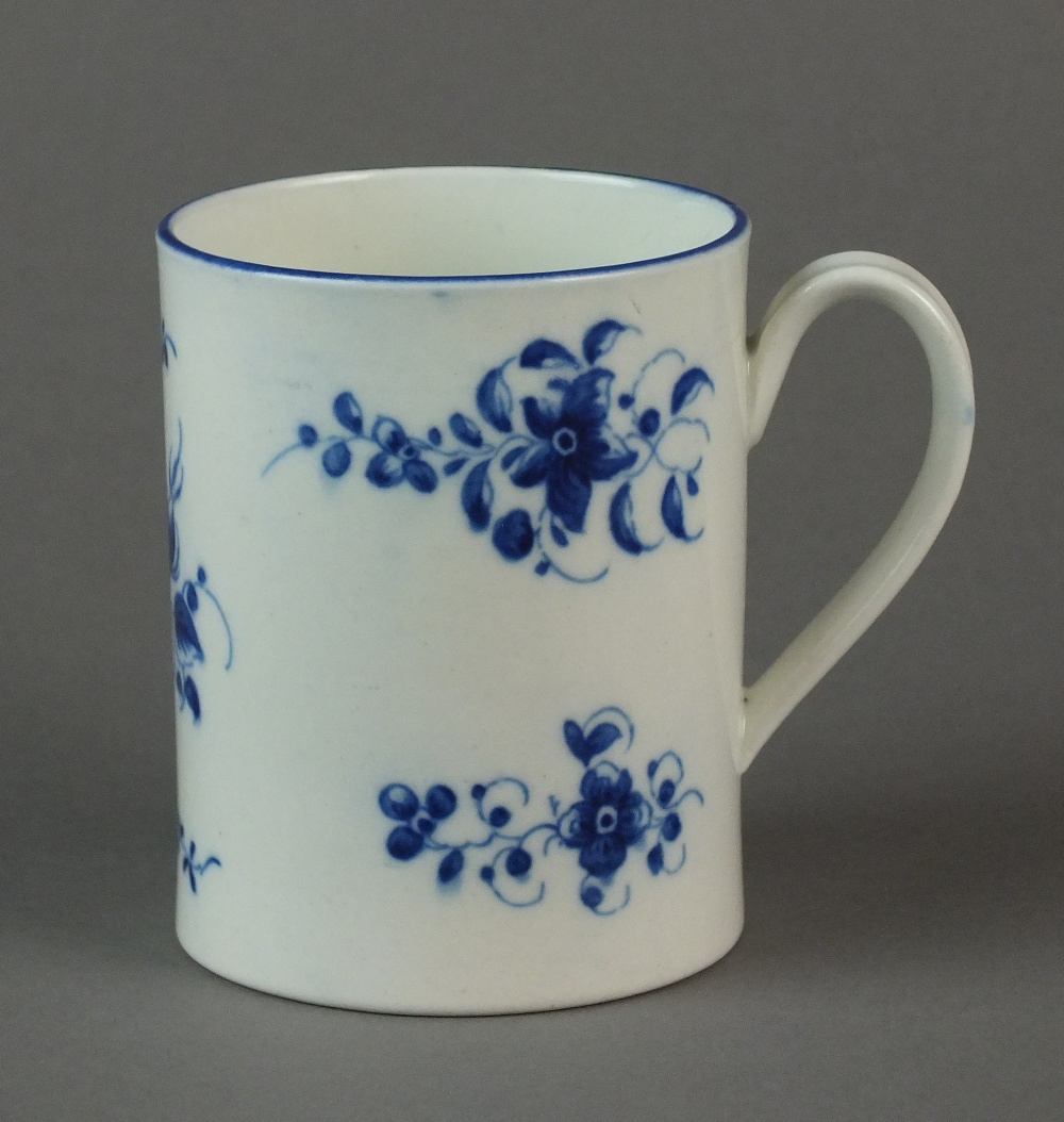 A rare Caughley mug painted in the Bright Sprigs pattern, circa 1785-92, S mark, 8. - Image 3 of 3