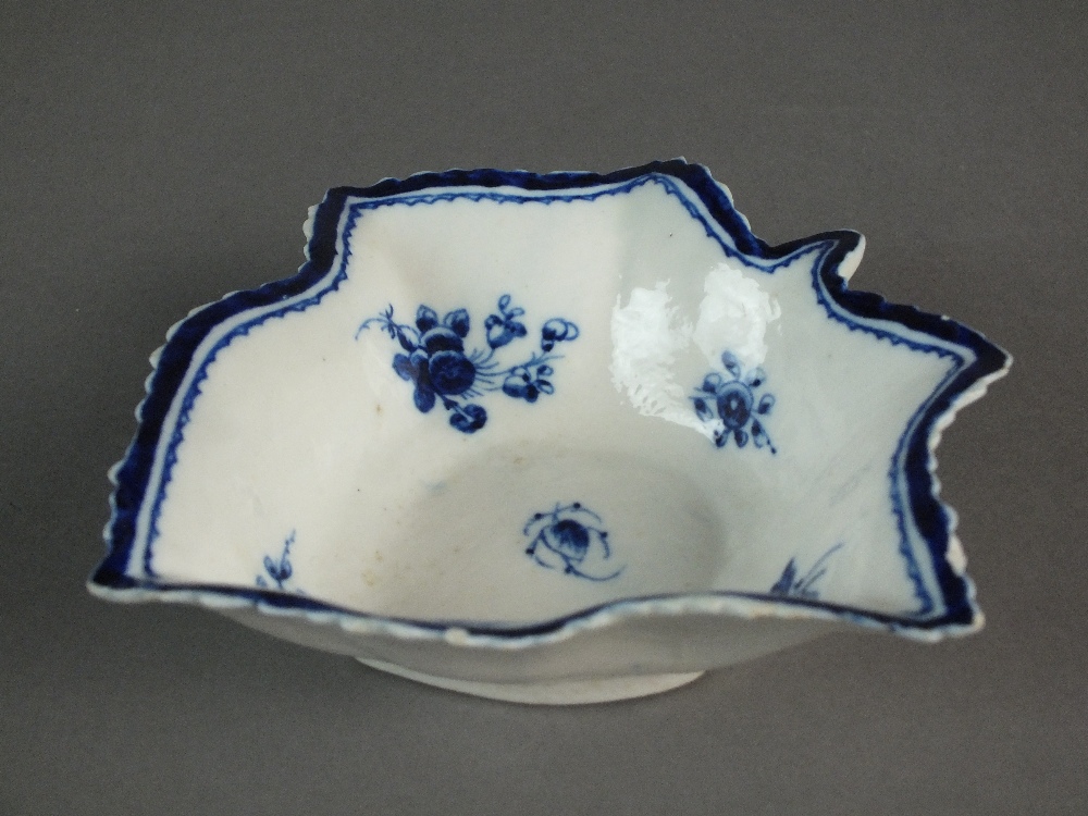 A large Caughley pickle leaf dish painted with the Salopian Sprig pattern, circa 1785-95, unmarked,