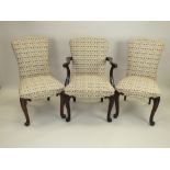 A set of 18 (16+2) mahogany framed dining chairs, 19th century,