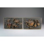 A set of four Chinese parcel gilt carved wood furniture panels, Qing Dynasty,