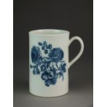 A Caughley mug, circa 1776-80, transfer-printed in underglaze blue with the Natural Sprays Group,