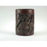 A Chinese carved bamboo brush pot, bitong, 19th Century,