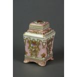A Coalport jewelled tea caddy and cover, early 20th century,