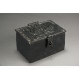 A Coalbrookdale cast iron tobacco box, circa 1820-40, with hinged cover,
