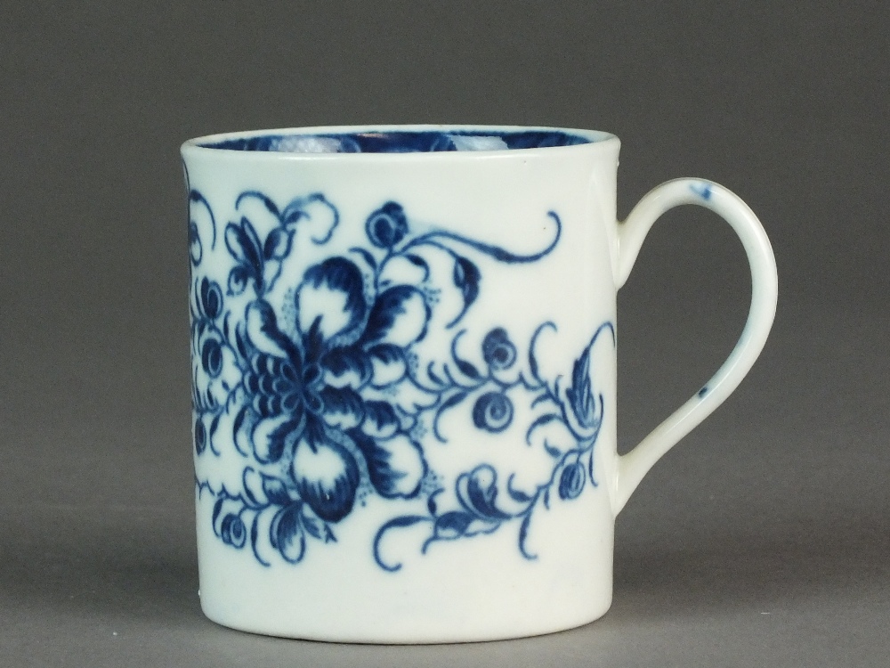 A Caughley coffee can transfer-printed in the Mansfield pattern, circa 1778-85, C mark,