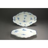 A Caughley lozenge shape dessert dish painted with Chantilly Sprigs,