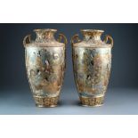 A pair of Japanese Satsuma vases, Meiji/Taisho period,