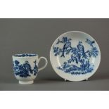 A Caughley coffee cup transfer-printed in the Birds in Branches pattern, circa 1780-85, unmarked, 6.