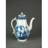 A Caughley coffee pot and cover transfer-printed with the Fisherman or Pleasure Boat pattern,