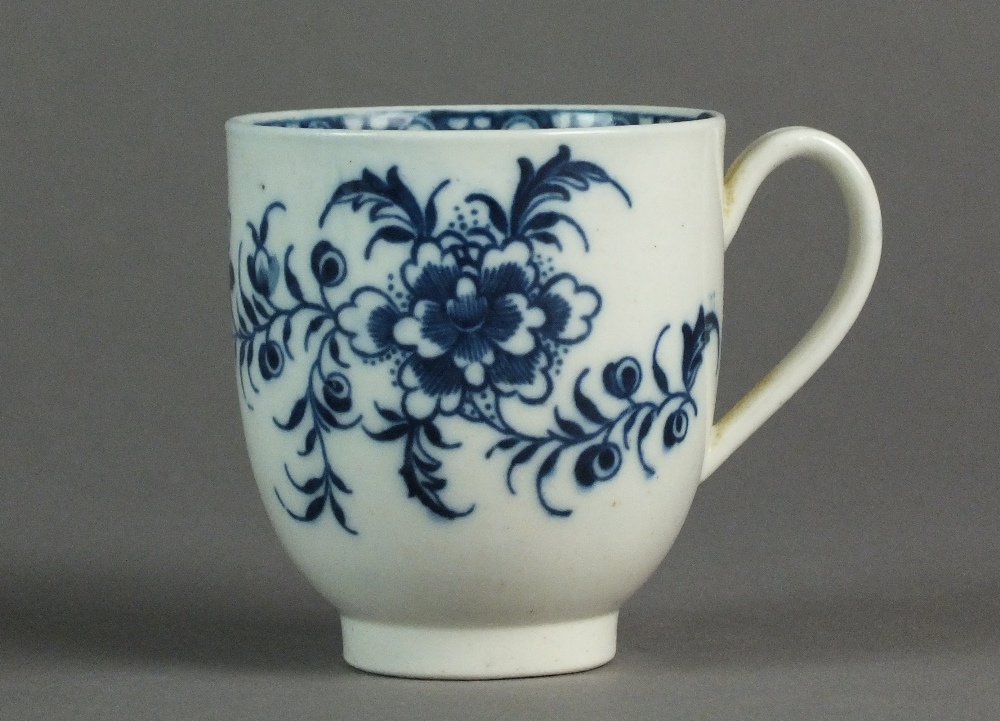 A Caughley coffee cup painted with the Peony pattern, circa 1776-80, C mark, 6.