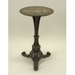 A Victorian cast iron and agate inset circular pedestal occasional table,