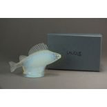 A Lalique opalescent glass fish paperweight (Perche), after an original R Lalique design,