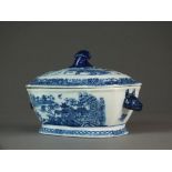 A rare Caughley tureen, cover and stand transfer-printed in the Willow Nankin pattern,