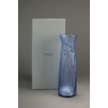 A Lalique crystal Daffodil vase in blue, signed Lalique, France,