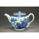 A Caughley teapot and cover transfer-printed in the Willow pattern, circa 1780-85, Sx mark, 14.