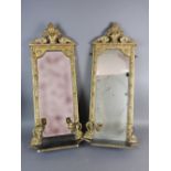 A pair of gilt gesso pier mirrors, 19th century,