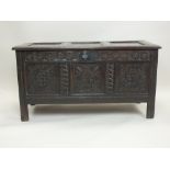 A joined oak chest 17th century,