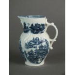 A Caughley mask head jug transfer-printed with the Conversation pattern, circa 1782-93, unmarked,