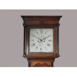 J Twigg, Burslem, a George III oak and mahogany crossbanded cottage longcase clock.