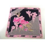 Leonard, Paris, a silk scarf, with pink and grey ground and floral design, 90 x 90cm