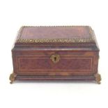 A burr walnut jewel casket with ormolu mounts . rosewood cross banding and boxwood stringing, the