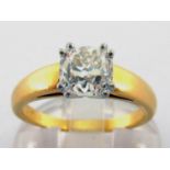A single stone diamond ring, the cushion cut stone approx. 1.78 carat, mounted in 18 carat yellow