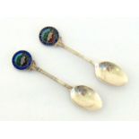 Motoring interest. A matched pair of teaspoons with the enamelled badge of the British Trial and