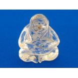 A Chinese rock crystal carved netsuke of a monkey, 19th/20th century, 4cm high