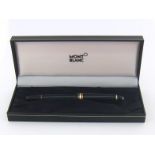 Montblanc Meisterstuck, a black resin rollerball pen, (cracked through thread for cap), in a