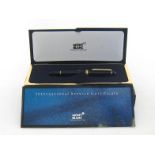 Montblanc, Meisterstuck 146, a 1980s black resin fountain pen, with piston filler and fine nib, (