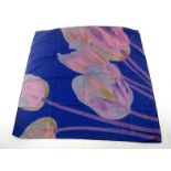 Gucci, a silk scarf, of blue ground, with tulip design, 90 x 90cm