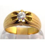 An 18 carat gold and diamond single stone ring, the central old brilliant approx. 0.25 carat, to