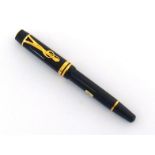 Montblanc, 'Leonard Bernstein', a black resin fountain pen, the gilt metal bands on the cap