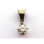 A single stone diamond pendant, the brilliant approx. 0.43 carat, mounted in white metal (tests 18