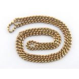 A gold fancy link long chain, the bolt ring clasp tagged '9C', 160cm long, 37.4gms CONDITION: Good