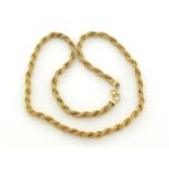 A 9 carat gold mesh link two strand twist necklace, to a bolt ring clasp, fully hallmarked, 43cm