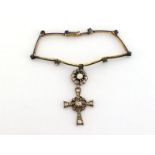 A 19th century Dutch silver and rose cut diamond cross pendant, the open work pendant set overall