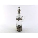 A Dutch silver-mounted glass decanter with English import marks for Boaz Moses Landeck, Chester,