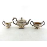 A George III silver three-piece teaset by John & Thomas Settle, Sheffield, 1819, compresed