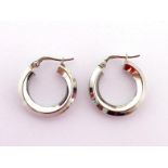 A pair of Italian white gold ear hoops, stamped '9k', 20mm diameter, 2gms