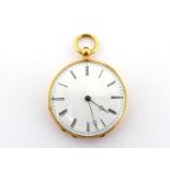 A French 18 carat gold fob watch by Cazal a Paris, circa 1830, the four piece case with French