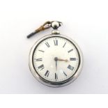 A George III silver pair cased pocket watch, the cases by William Mean, London 1817, the white