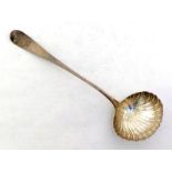 A George II silver Hanoverian pattern soup ladle by John Kentesber and Thomas Grove, London, 1757,