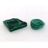 Two Chinese malachite carving of water pot, carved to follow its nature form and display it