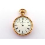 An early 20th century 9 carat gold fob watch by Waltham, the white enamel dial signed 'A.W.W Co