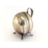 A German silver string box or wax holder, maker's mark indistinct, P.?, Nuremberg, 1800/04, plain