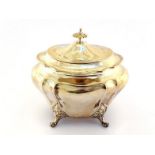 A late Victorian silver bellied oval tea caddy by James Dixon & Son, Sheffield, 1900, on