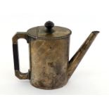 A Czech silver .800 standard bachelor-size coffee pot, circa 1930, oval cylindrical with bead rim,